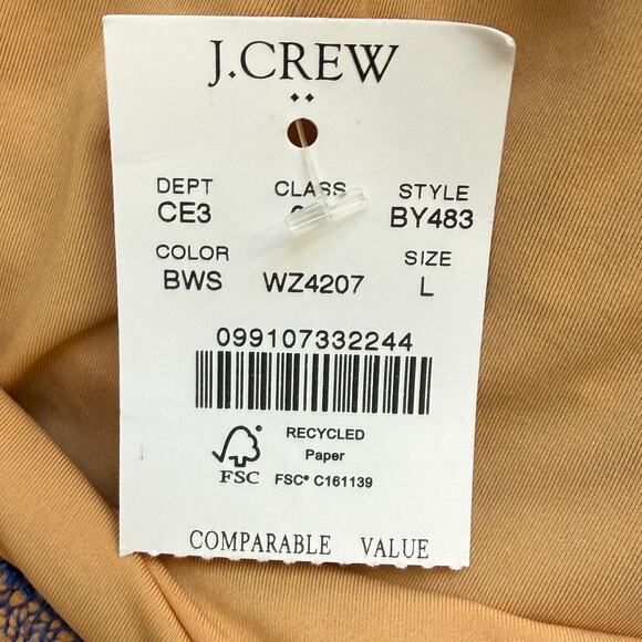 NWT J. Crew Sz L Seersucker Ruffle V-neck One-piece Swimsuit BY483 Blue Gingham - Picture 10 of 12